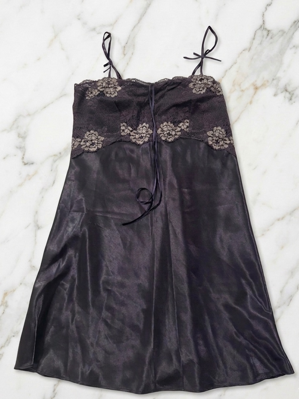 Vintage Etam Lace Satin Slip Dress Purple NWOT